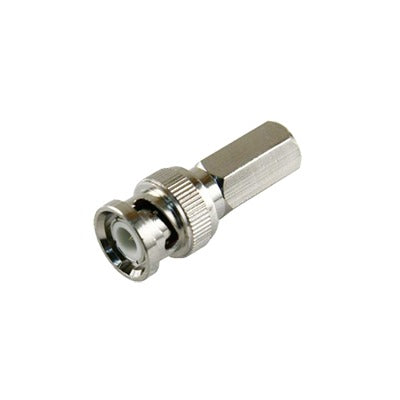 Conector BNC Macho de Ensamble Roscable (Hex.) en Sentido de las Manecillas de Reloj para Cable Coaxial RG-59/U, Níquel/ Oro/ Delrin. Conector BNC Macho de Ensamble Roscable (Hex.) en Sentido de las Manecillas de Reloj para Cable Coaxial RG-59/U, Níquel/ Oro/ Delrin.